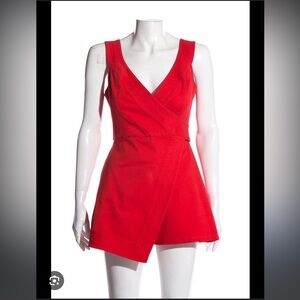 ALEXIS Red Short Sleeve Wrap Romper